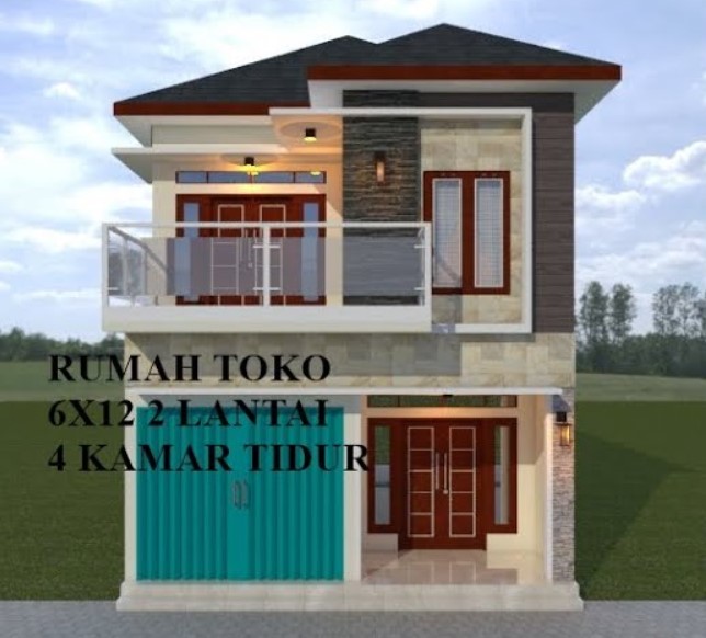 Desain Rumah Minimalis 2 Lantai 6×12 dengan Ruko